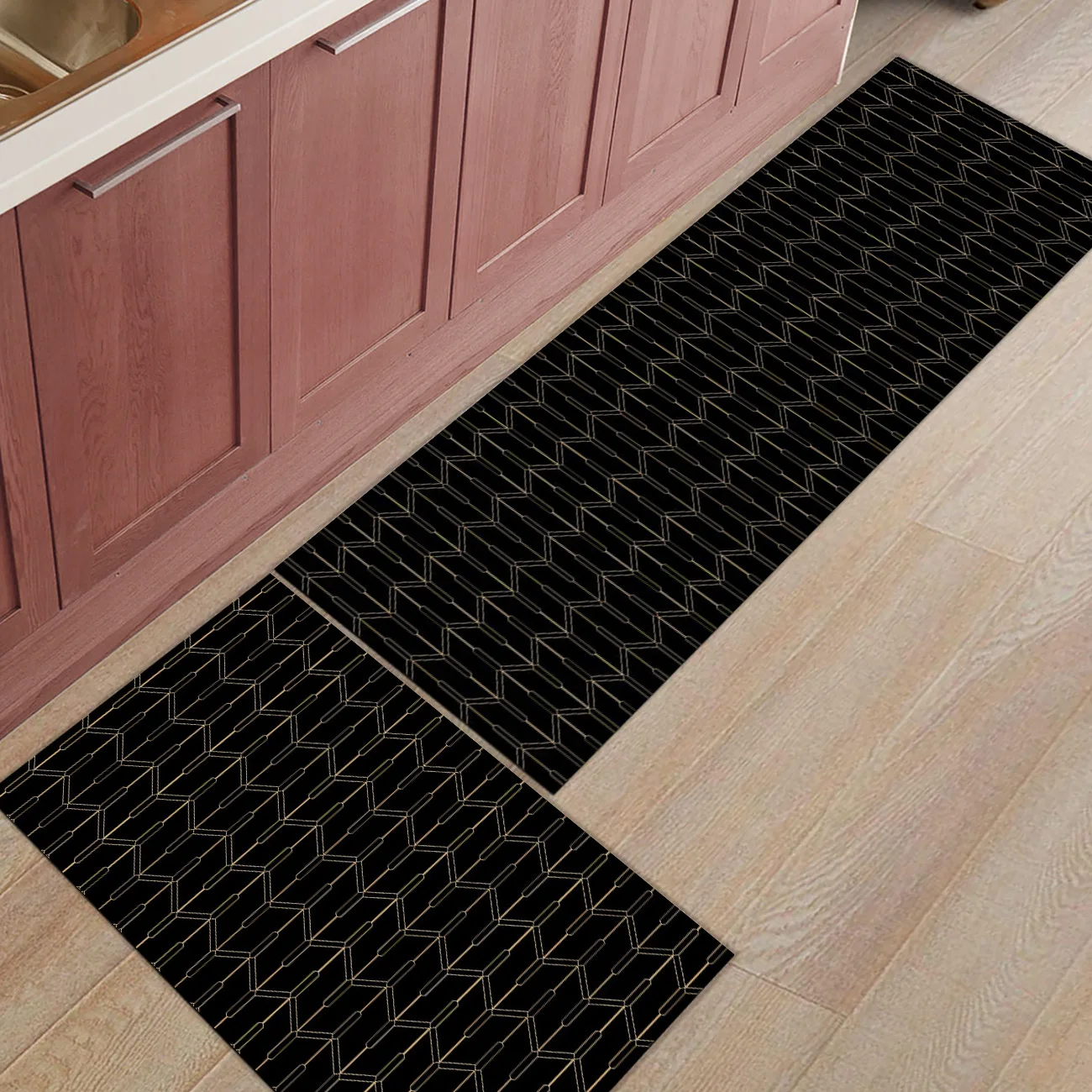 

The Waves Geometry 2 Piece Mat For Kitchen Bathroom Accessories Set Boot Shoes Scraper Bath Shower Tub Floor Carpets Personalize