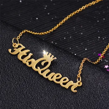 

Custom Crown Nameplate Necklace For Women Personalized Stainless Steel Gold Color Chain Customized Jewelry Birthday Gift