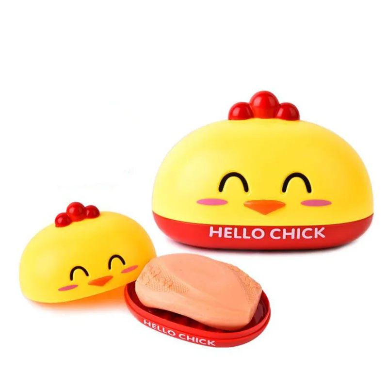 Soap Box Tray Double Decker Soap Box Bathroom Sealed Waterproof And dust-proof SoapPlastic Cartoon Cute Chicken
