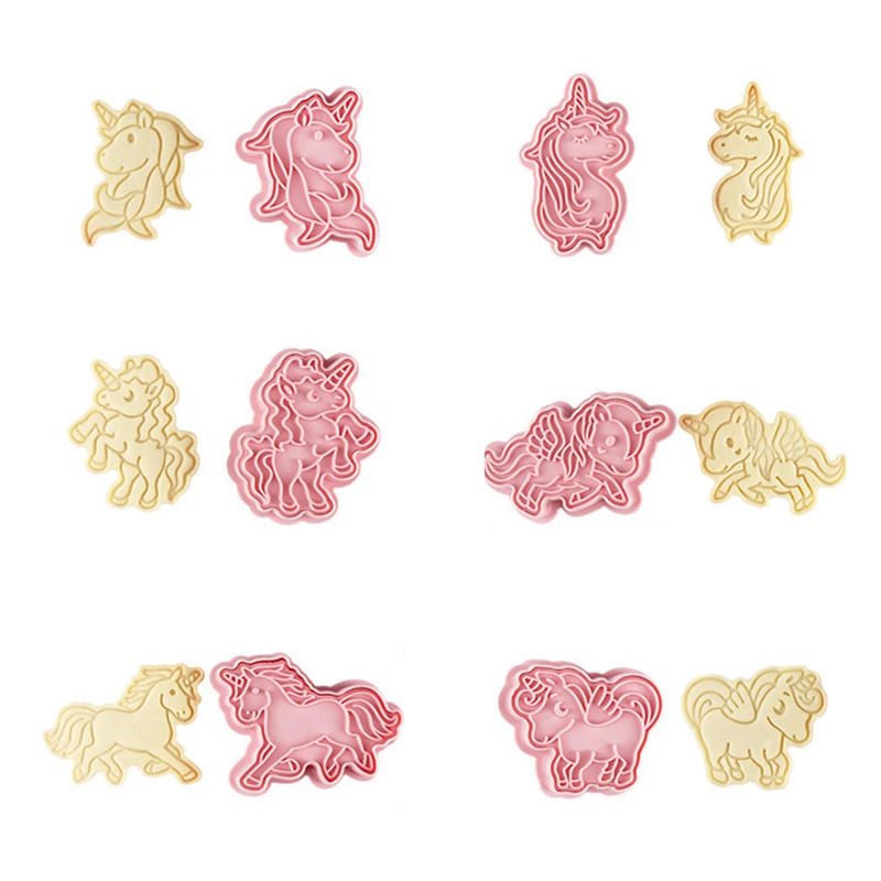6Pcs/Set DIY Cute Cartoon Unicorn Shape Fondant Cake Cookie Cutter Mold 3D Biscuit Decorating Moulds Kitchen Baking Tools | Дом и сад