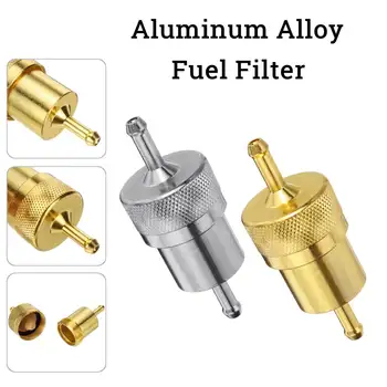 

1pc 70mm 5/16'' Universal Chrome Aluminum Fuel Filter Car Petrol Diesel Inline for Motorcycle Scooters Fuel Filters Accessories