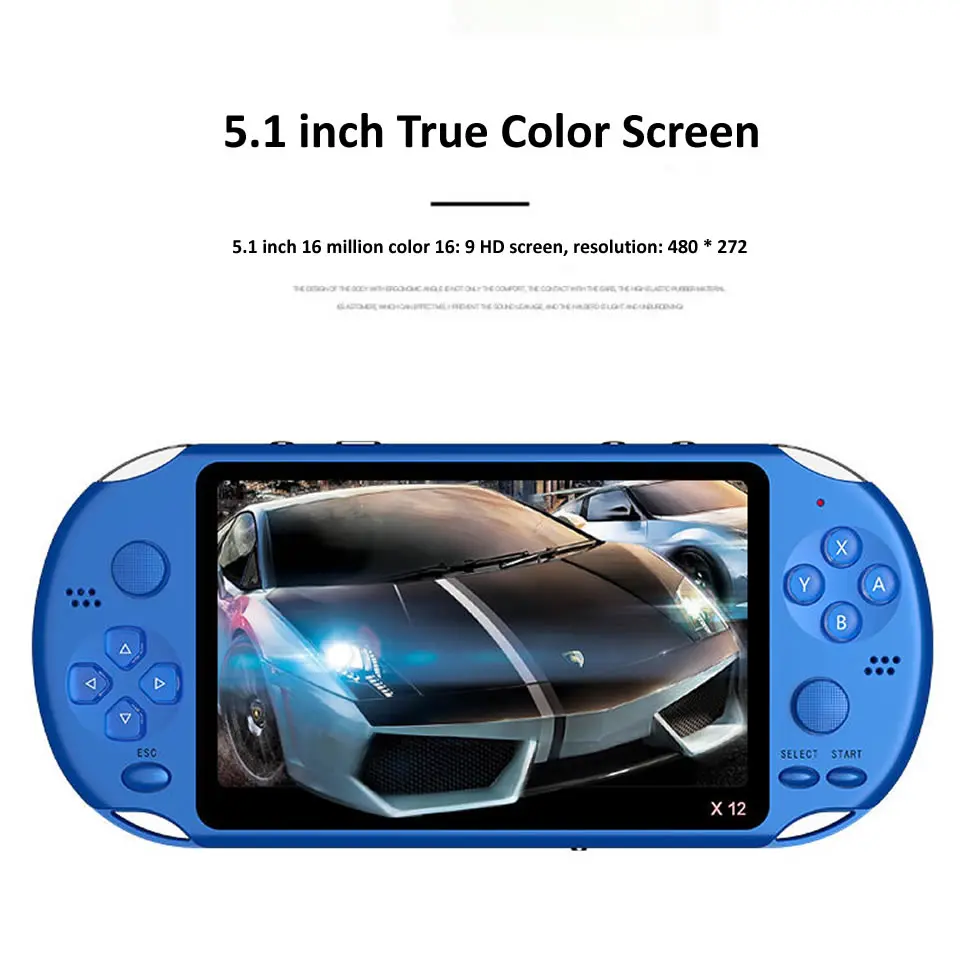 X7 Plus 5.1 inch Handheld Game Console 8GB Game Player Built-in 200 Games MP5 HD Video Kids Music LCD Rechargeable