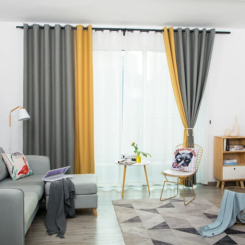 

Modern Simple Style Pure Splice Curtain Bedroom Living Room Finished Products Customized Processing Cotton and Hemp Fabrics