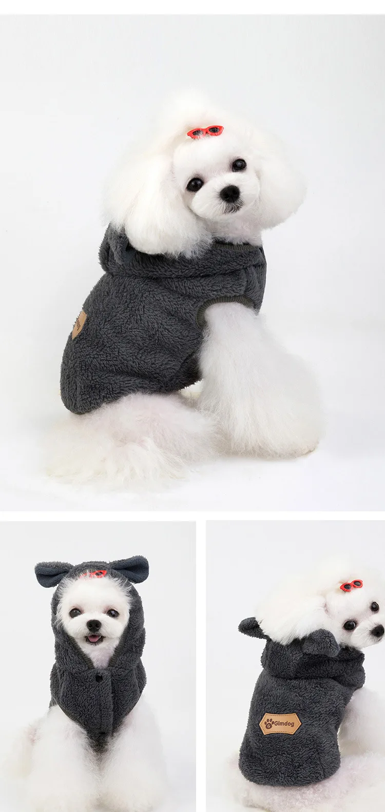 Dog Clothes Autumn and Winter Super Thick Small Puppy Dog Costume Grey Yellow Colors S-xxl Sizes Bulldog Dog Jacket Winter