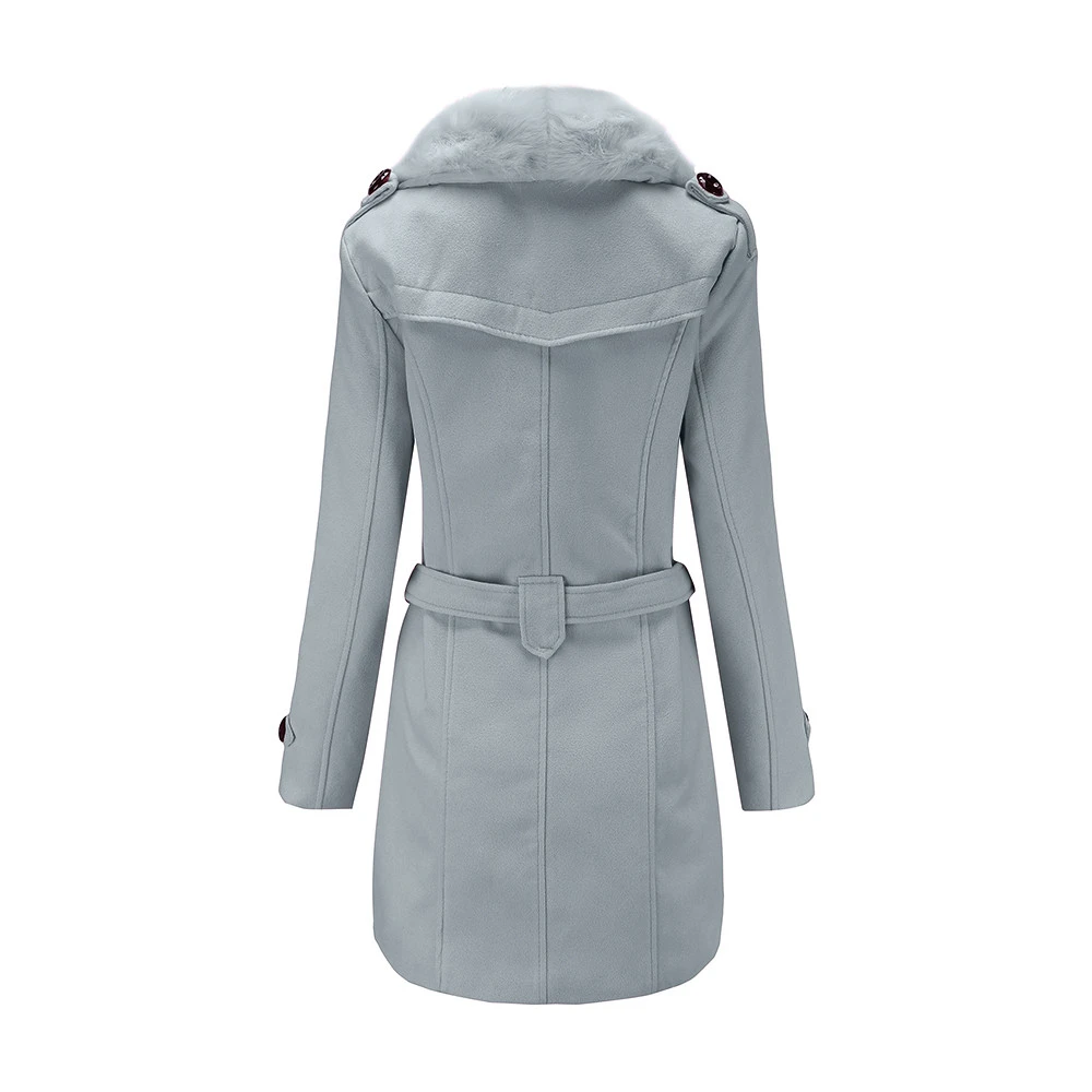 CHAMSGEND, осенне-зимние женские пальто с меховым воротником, женские куртки средней длины, верхняя одежда, теплая плотная Женская приталенная одежда 1121
