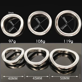 FRRK Metal Penis Rings Curve Cock Harness Male Chastity Bondage Belt Delay Ejaculation Device Steel Adults Sex Toys for Men 2