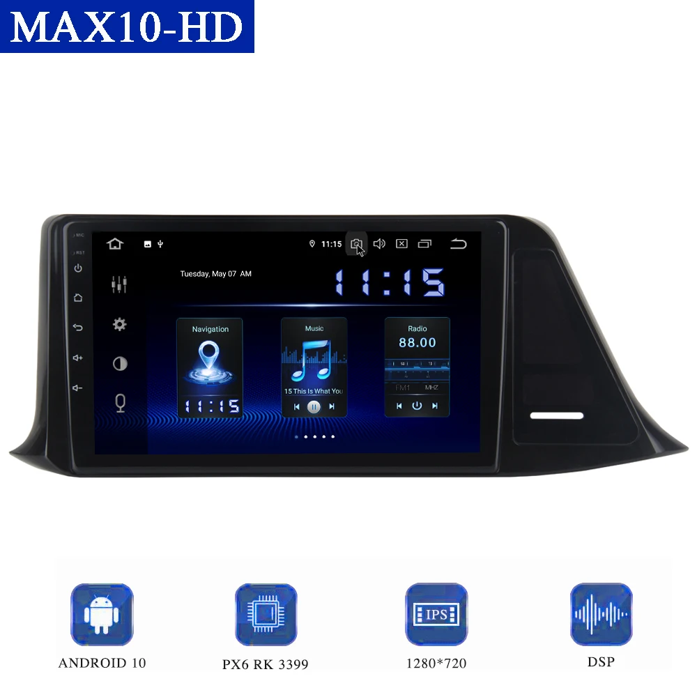 Android10.0 Car Radio for Toyota C-HR 2016 2017 2018 Multimedia Player GPS Navi DSP CarPlay 1280*720 IPS Screen 4GB+64GB TDA7850