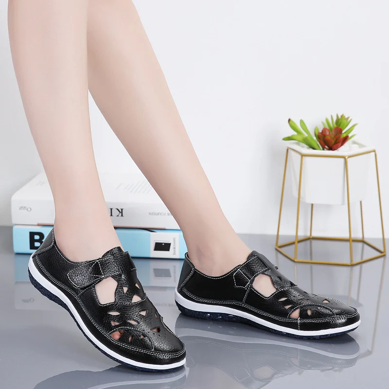 Women Sandals Women Shoes Women's Sandals Summer Ladies Girls Comfortable Ankle Hollow Round Toe Sandals Female Soft Beach Sole Shoes Plus Size