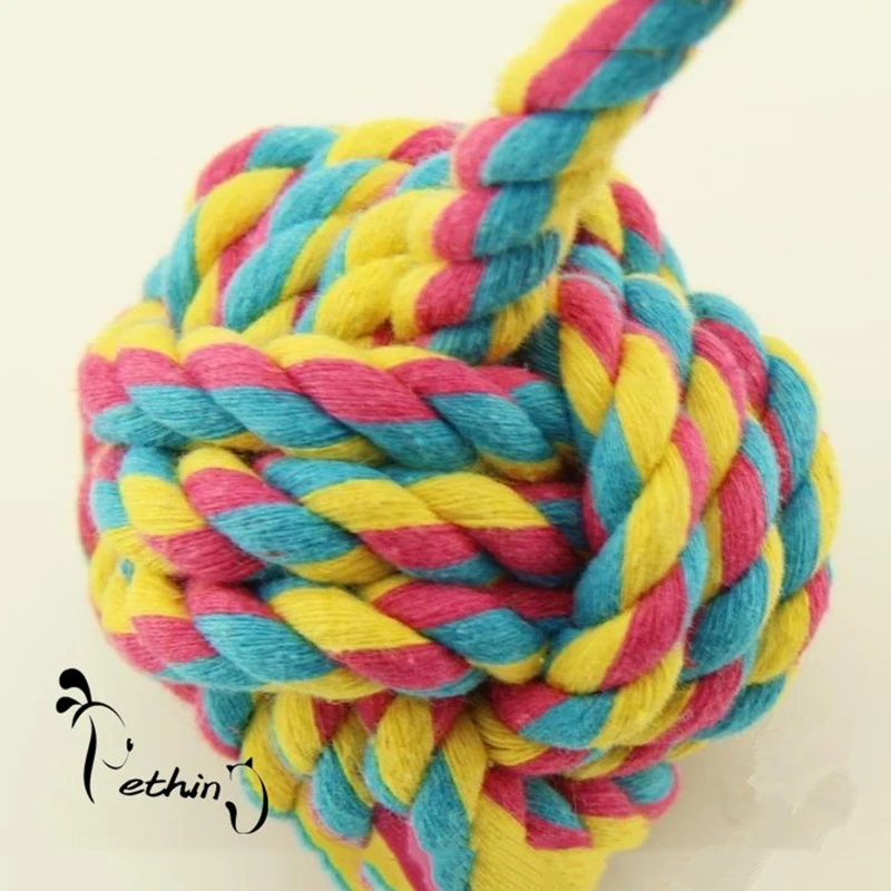Strong braided Dog Training Toys Large Dog Pet Chew Rope Toy Puppy Cat Ball Toys Handmade Cotton Ball Rope Molar Toys images - 6