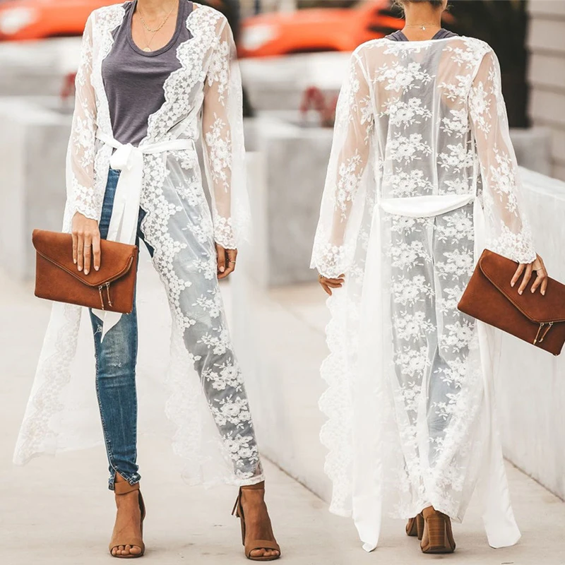 

Tunics for beach Long Lace Beach Dress Women Swim Cover up Plus size Saida de Praia Robe de Plage Kaftan Beach Cover up #N300
