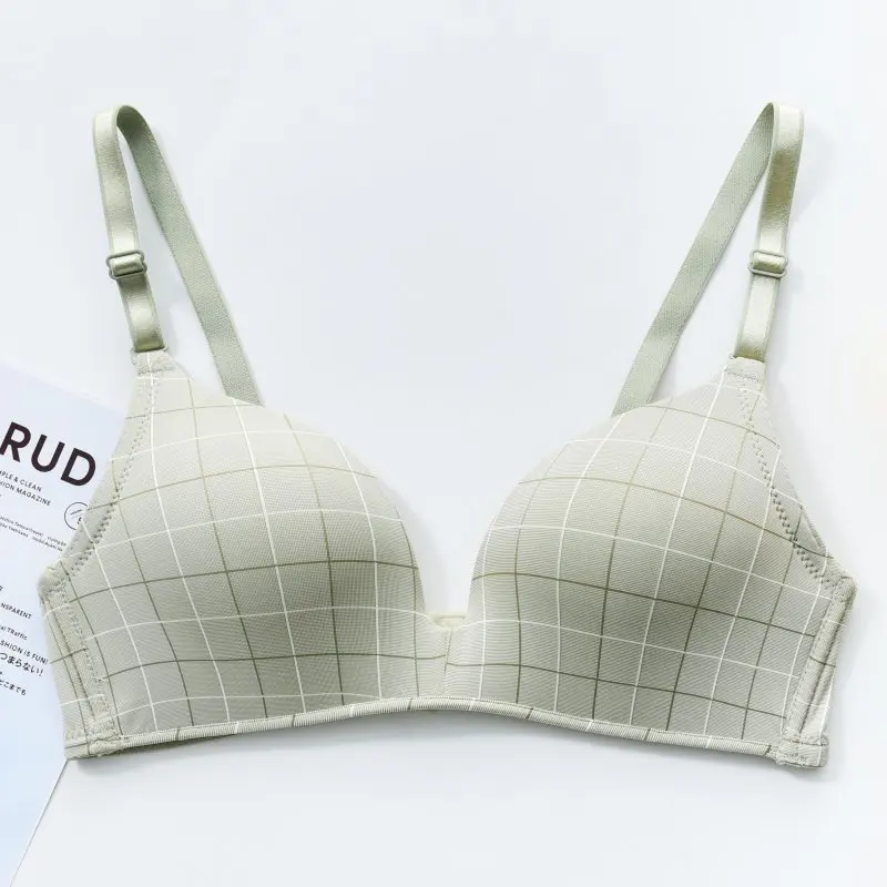 G Women New Beautiful Back Bra Thin Section Lattice Smooth Bra No Trace No Steel Ring Gather Sleep Bra Adjusted-straps Bra - Цвет: G