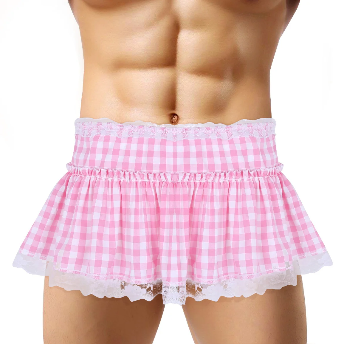 Men Women Sexy Skirts Panties 2023 Lace Hem Pleated Gingham A-line Mini Skirt Sissy Lingerie Accessories Cocktail Party Clubwear