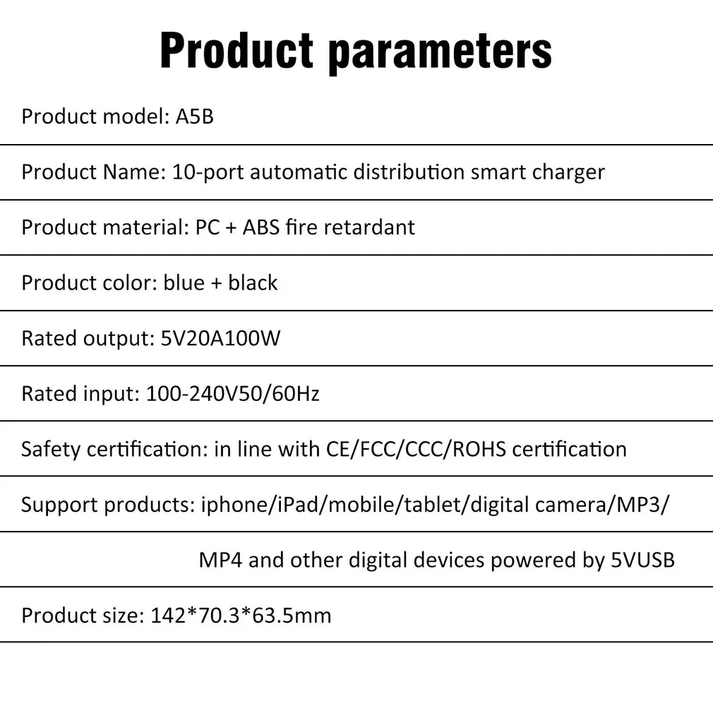 A5B мульти быстрое зарядное устройство USB зарядка несколько 10 USB телефон зарядная станция Универсальный usb-хаб Смарт зарядное устройство