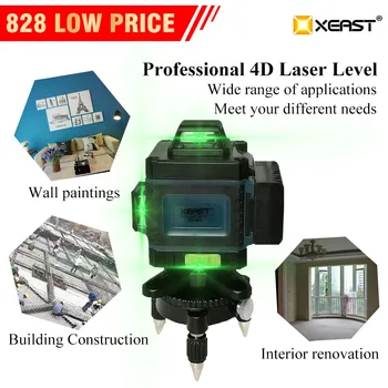 

XEAST 2020 Newst 4D laser level 16 lines green laser level Automatic Self Leveling 360 Vertical&Horizontal Tilt & Outdoor Mode