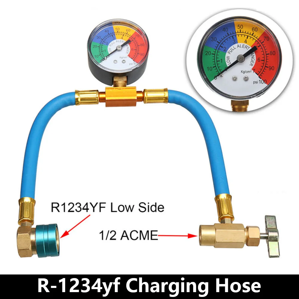 Car R-1234yf Low End Air Conditioner AC Charging Hose Gauge Blue 100PSI 1/2 ACME | Автомобили и мотоциклы