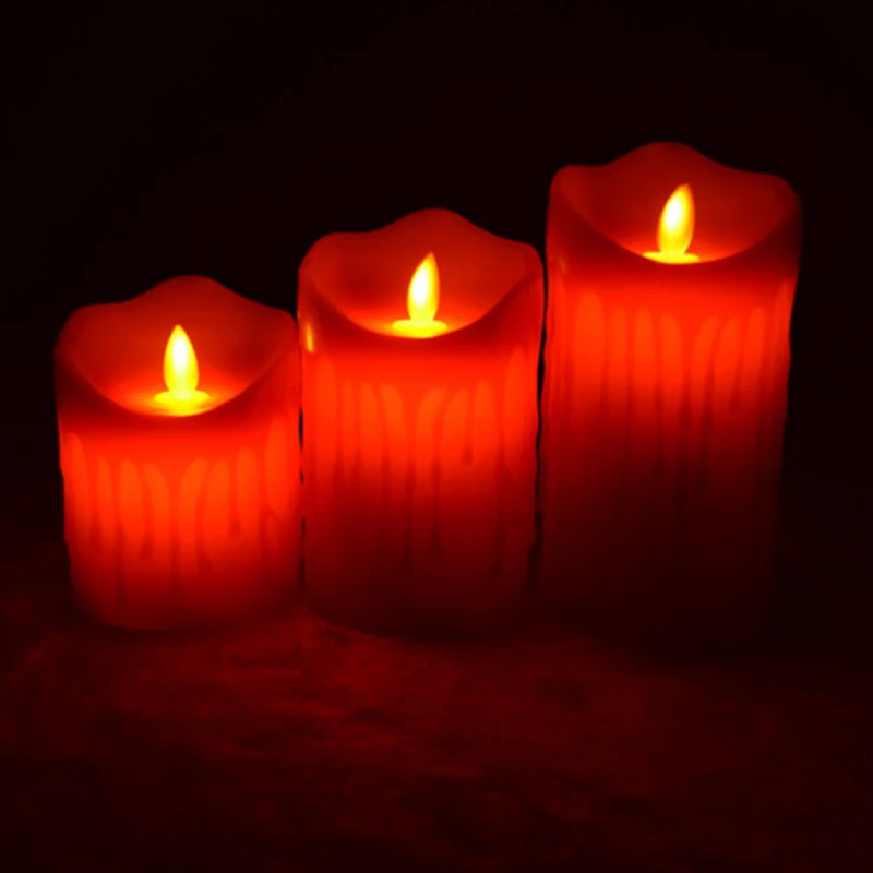 3Pcs Candle Lights Home Decoration Holders Accessories Church Christmas Gifts