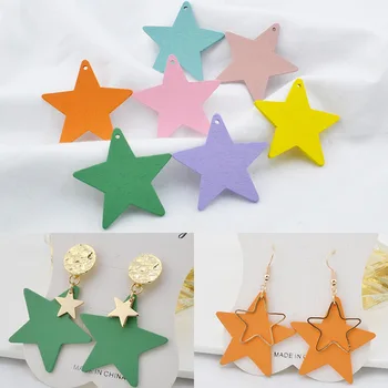 

DIY Earrings Material Wood Perforation Five-pointed Star for Making Earrings Pendant Ear Stud Self-Made Ear Stud Accessories
