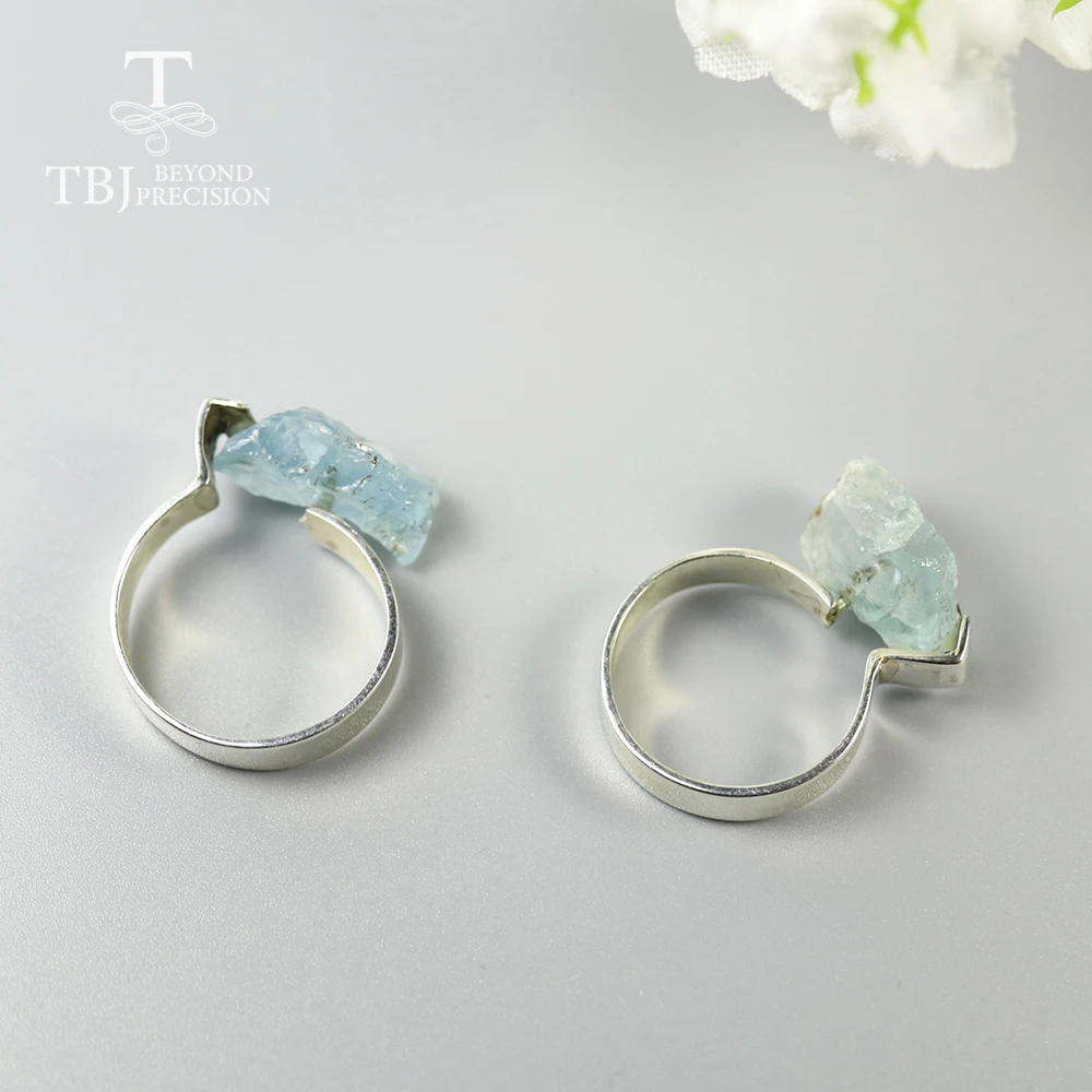 TBJ, new handmade aquamarine Ring elegant design natural