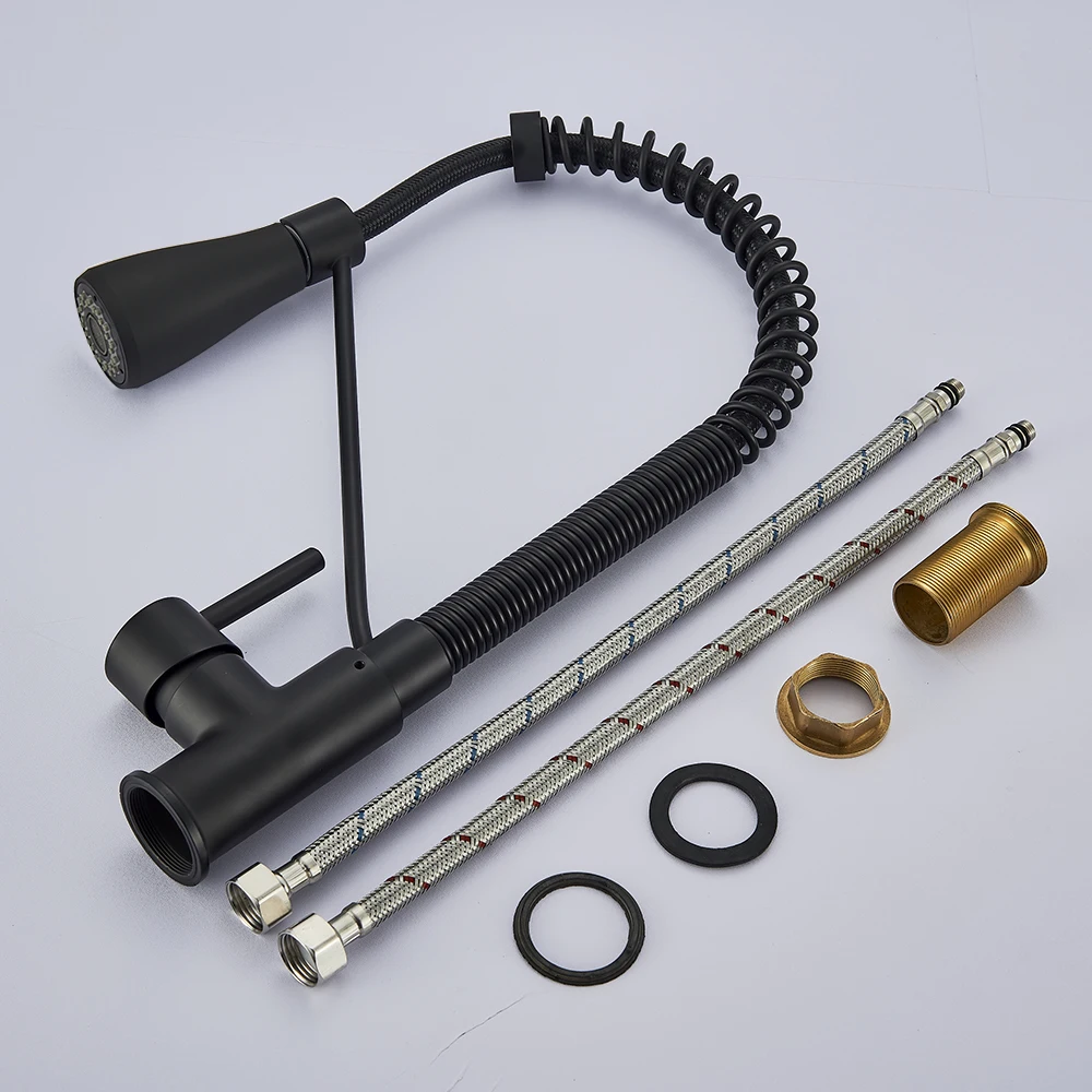 Chrome/ Black Style Kitchen Spring Faucet Pull Down Faucet Single Handle Water Mixer Tap 360 Rotation Kitchen Water Mixer Tap