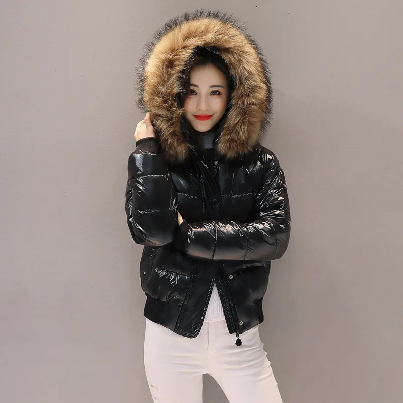

Women's Winter Down Jacket Hooded Slim Big Thick Real Fur Short White Duck Down Filler Coat Female Solid Warm Clothes Outerwear
