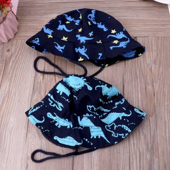 

Drop Ship. Kid's Bucket Hat Baby Boys Girls Cotton Summer Beach Sun Cap with Adjustable Chin Strap Cartoon Dinosaur