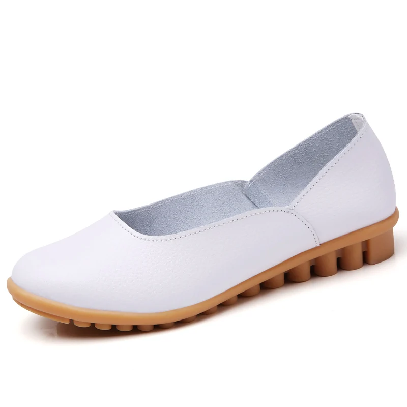 2019 весенняя женская обувь на плоской подошве натуральная кожа Слипоны для мам