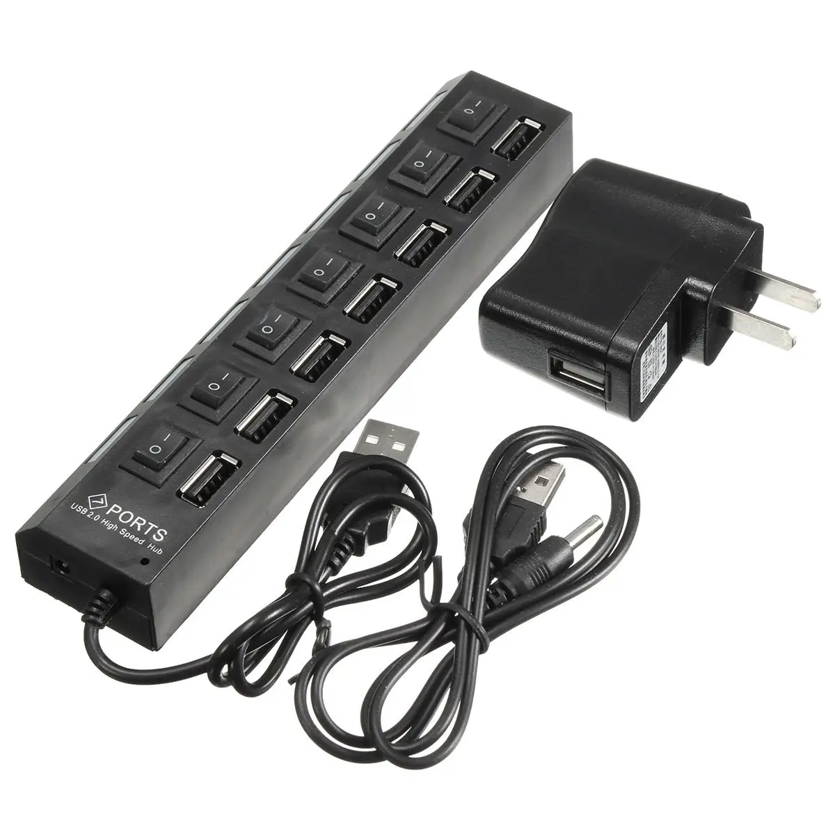 Микро USB концентратор 2,0 Мульти USB порт 7 портов концентратор Высокоскоростной usb-порт с переключателем включения/выключения USB разветвитель для ПК Компьютерные аксессуары