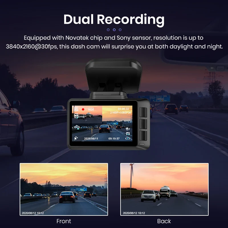Junsun S595 4K Dash Cam жестовая фотография WiFi Автомобильная камера Dashcam 3840*2160P 30FPS Ultra HD DVR