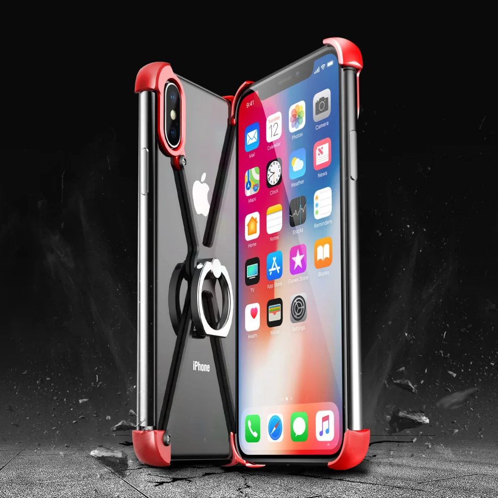 Роскошный Алюминиевый металлический бампер чехол для Apple iPhone XS/X тонкий противоударный палец кольцо держатель чехол для iPhone X XS бампер
