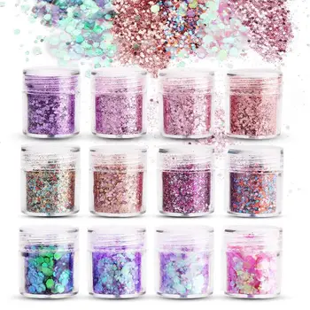 

Nail Art Glitter 12 boxes/Set 3D Nail Art Glitter Mixed 12 Powder Glitter Art Sequins Glitter Nail For Nail colors Powder T2C2