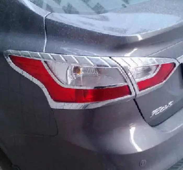 ABS Хром Передняя фара автомобиля+ задний фонарь Крышка лампы Накладка для Ford Focus 2012 2013 - Цвет: Front and  Rear