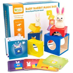 Caja Mágica de madera para bebé, conejo, juegos de enseñanza temprana, juguete de inteligencia, rompecabezas inteligente para educación temprana