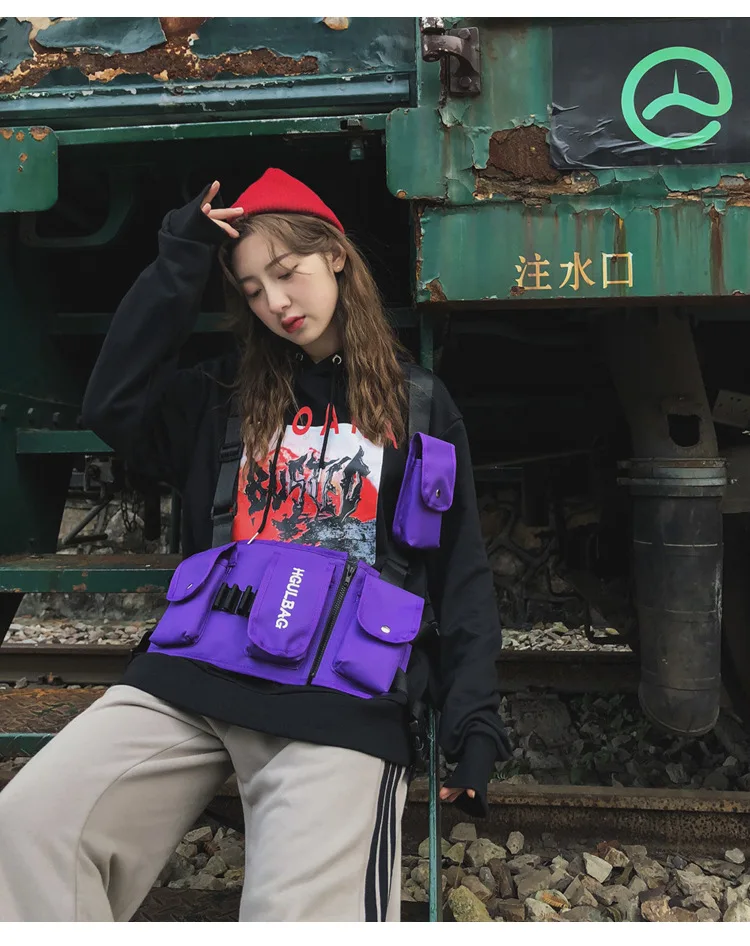 Functional Fashion Chest Rig Bag Men Women Hip Hop Harness Adjustable Tactical Vest Sports Hunting Tactical Packages Bullet Pack