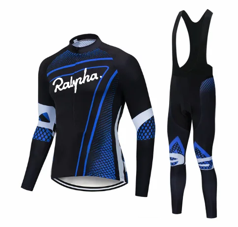 

Lepiny Men Cycling Jersey Set Long Sleeve Coat Jacket Cycling Suits MTB Bicycle Uniform Ciclismo 5D Gel Padded Bib Pants