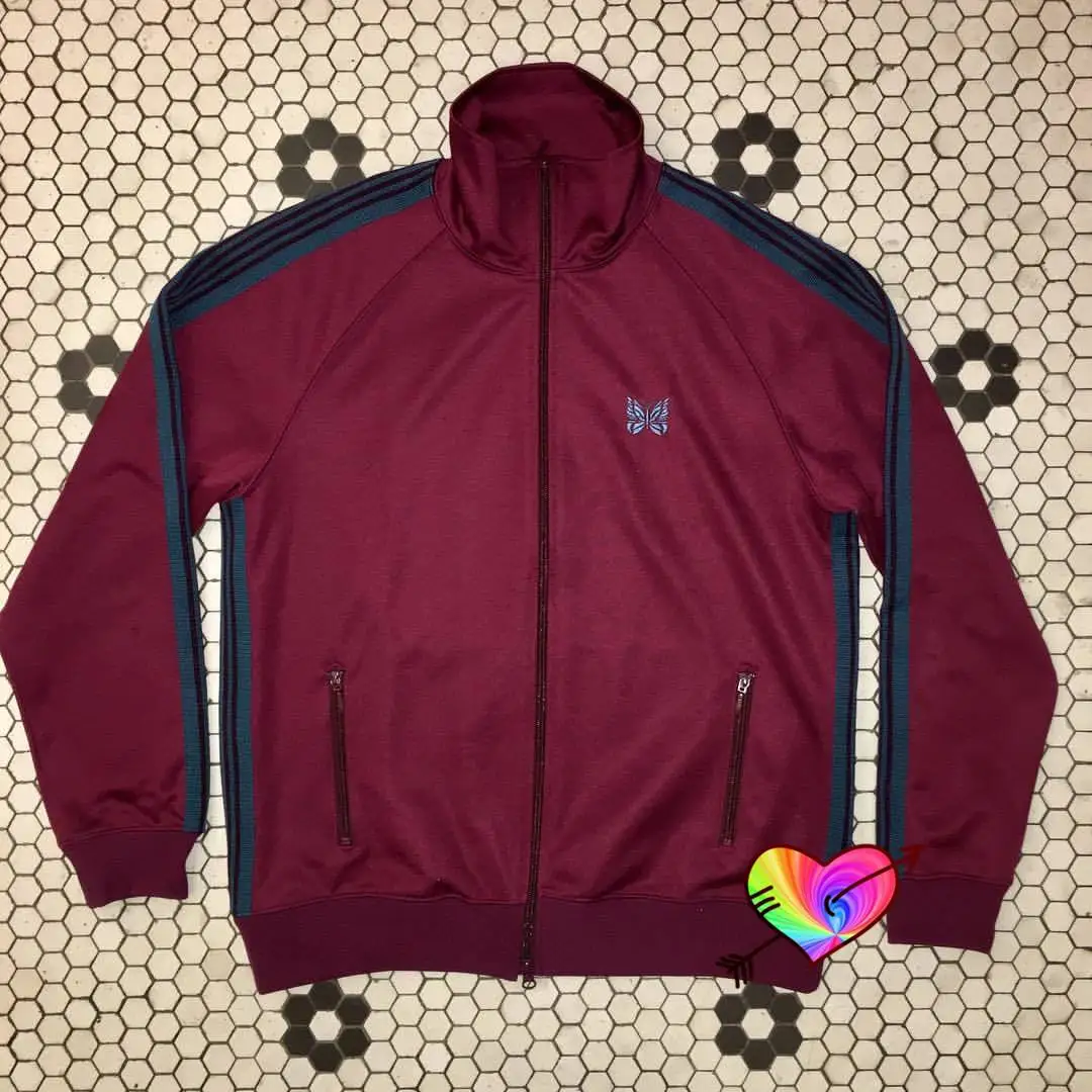 

Needles Jacket Men Women High Street Blue Butterfly Embroidery Logo Needles Track Jacket Sports Outerwear Coats AWGE