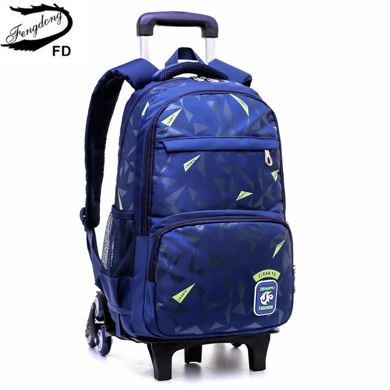 Fengdong School Backpack with wheels rolling schoolbag detachable trolley school bag for kids student waterproof large book bag 2