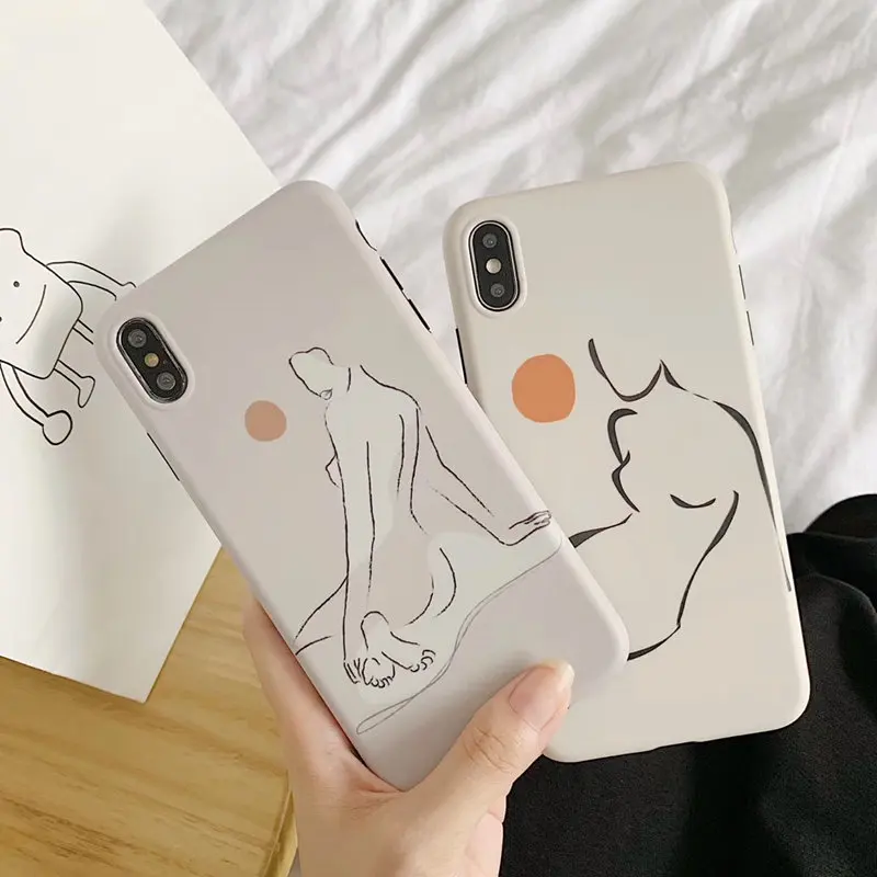 

Simplified Painting Exotic Phone Case For iPhone XS MAX XR X 6 6S Plus Bag For Phone 7 8 Plus Soft IMD Back Cover Coque Fundas