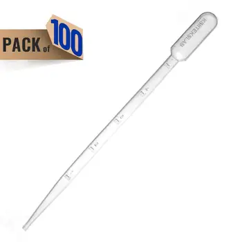 

KSIITEKSLAB Plastic Transfer Pipettes 3ML,Essential Oils Pipettes,Graduated,Pack of 100, Makeup Tool