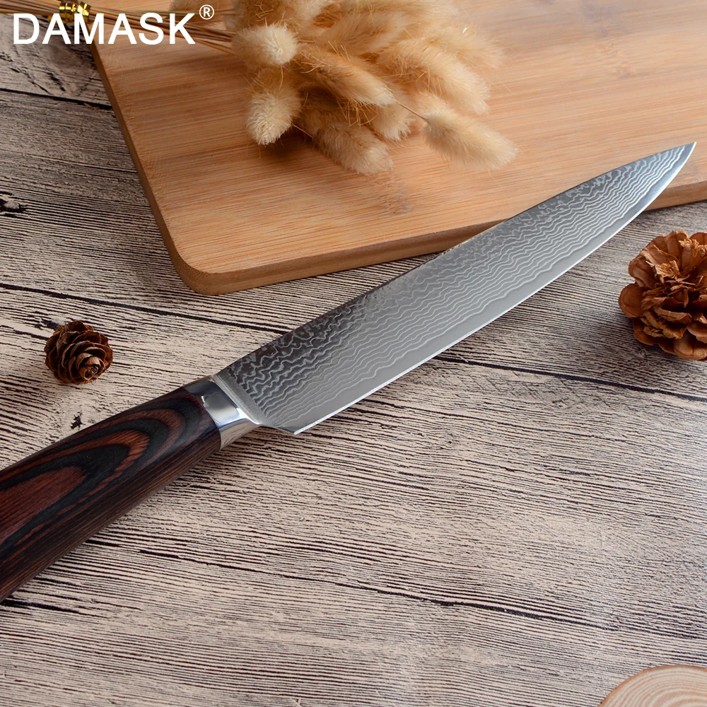 Damask " /7" дюймов нож шеф-повара Santoku кухонные ножи японский Дамаск VG10 стальная бритва острым лезвием инструменты для резки мяса G10 Ручка