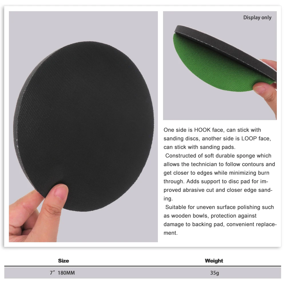 7 Zoll 180 mm Klettverschluss, weiches Schwammkissen, Schnittstellen-Pufferpolster für Schleifer, Bcaking-Pad und Schleifscheibe – Detail 7