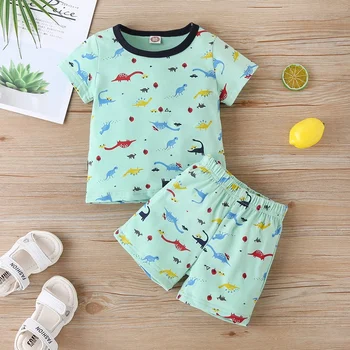 

Fashion Baby Sets 2pcs Lovely Cartoon Dinosaur Short Sleeve T-shirt+Shorts Pants 2020 Summer Toddler Boys Clothes Sport Outfit