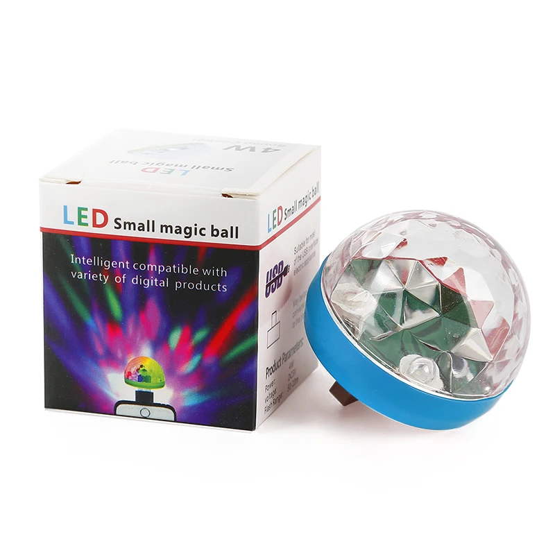 blue Мини USB RGB светодиодный диско-сценический светильник ing Ball DJ Хрустальный Магический светильник для дома неоновые вечерние магический шар сценический светильник для мобильного телефона - Цвет: blue