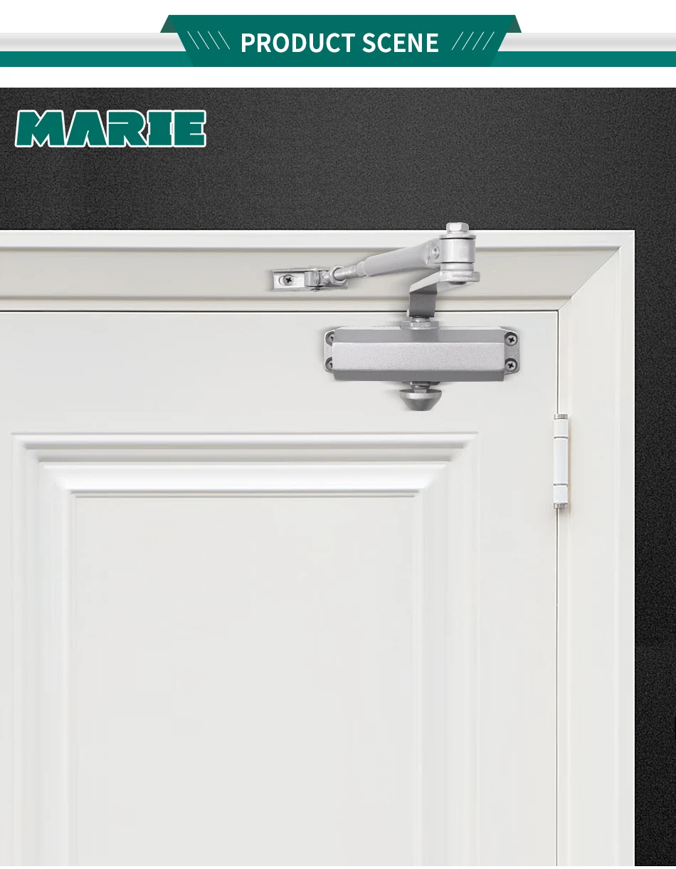 Marie 1102 silver automatic speed adjustable hydraulic buffer simple installation door closer for 25-45kg commercial residential_19