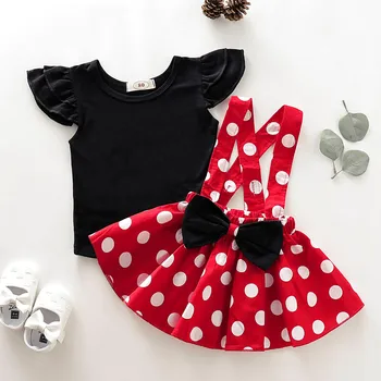 

Polka Dot Girl Clothes Set Outfits Minnie Girls Clothes Sets Spring Summer Tops Suspender Skirt 2pcs Cute Baby Girl Clothes Set