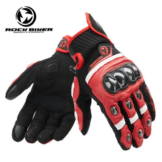 Rock Biker 3 цветной сенсорный экран moto rcycle moto rbike перчатки moto Luvas Guantes кожа moto cross дышащие гоночные перчатки s-xxl - Цвет: Красный