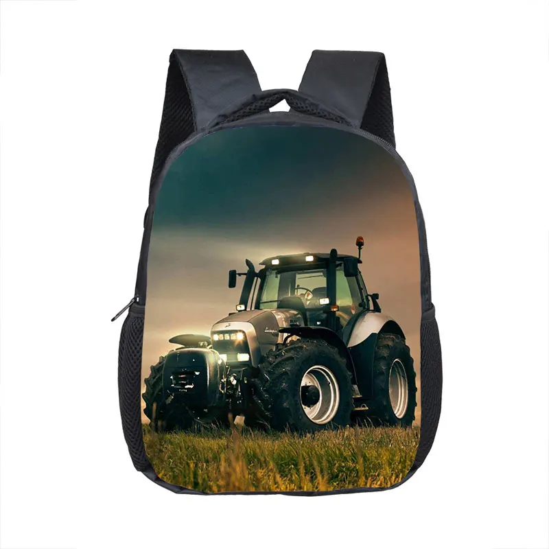 12 Inch Farm Tractor Print Children School Bags Boys Girls Kindergarten