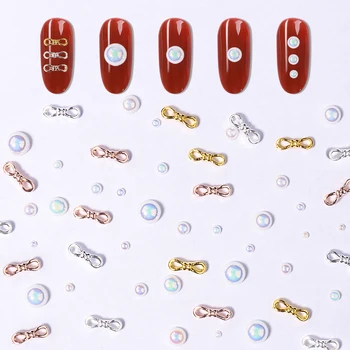 

Half Round Imitation Pearls White Ab 3d Nail Art Glitter Decorations Design Diy Jewelry Beads Beads Flat Back Pearl Cabochons
