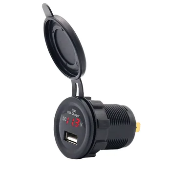 

Car Motorcycle Modified 12/24V Car Mounted Charger-in-USB Voltage Display Red a Generation of Fat