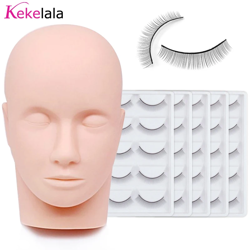 Kekelala Silicone Mannequin Head for Eyelash Extension Rubber Fake Face for Beauty Makeup Traning  Practice Model Set Kit
