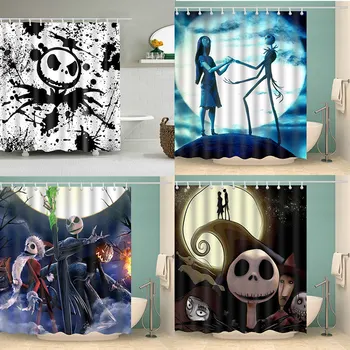

Jack Skellington Shower Curtain 3D Print Bathroom Waterproof Polyester Octopus Washable Bath Decor Curtains With 12 Hooks